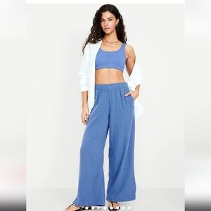 OLD NAVY Wide Leg, High Rise, Crinkle Gauze Pants, Blue, XL, NWoT